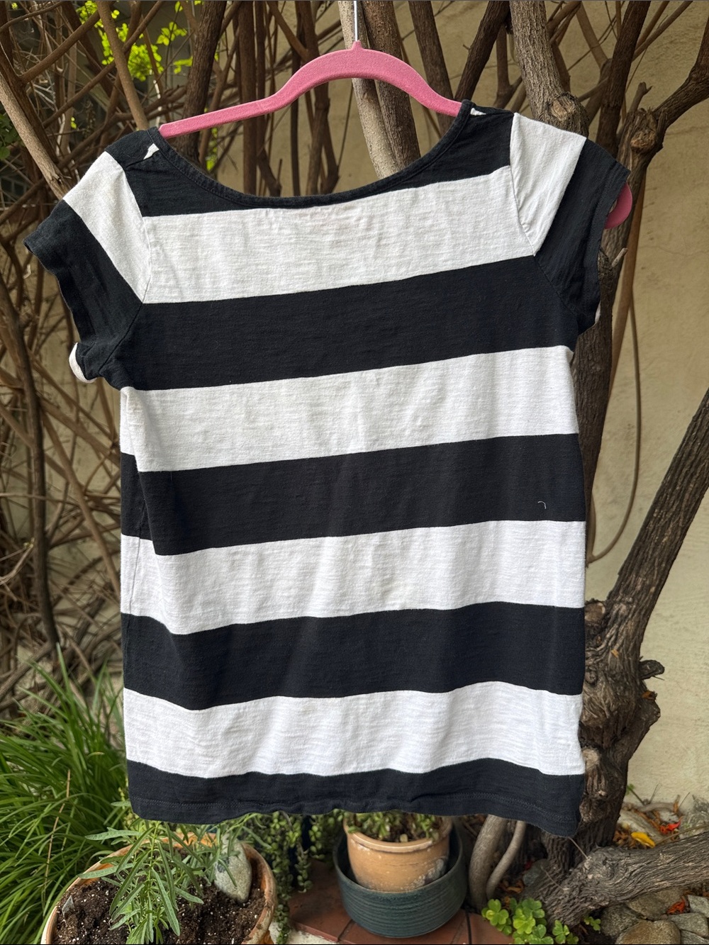 GAP Black and White Striped Short Sleeve Tee